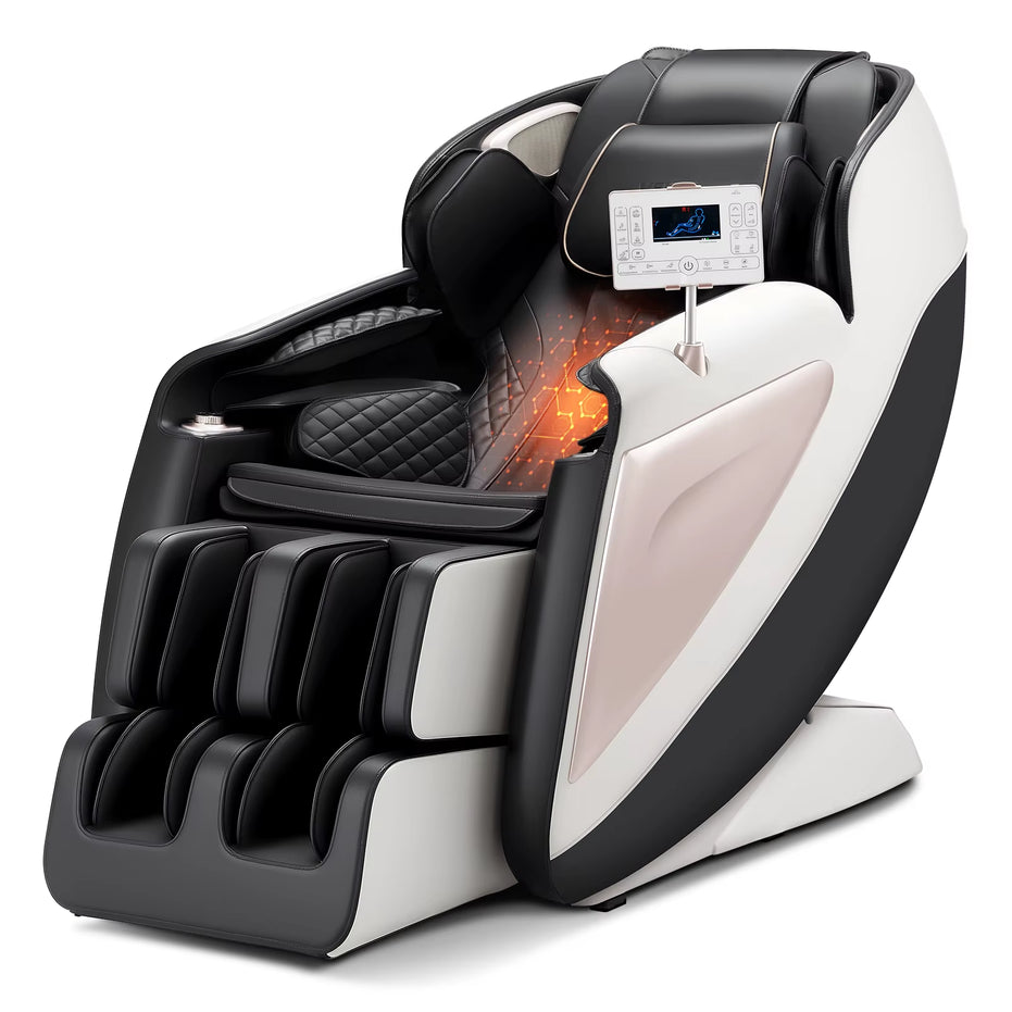 Succebuy Massage Chair 4D Full Body Zero Gravity Recliner W/Sl Track Stretch AI Voice Control Heat Foot Roller Retractable Pedal