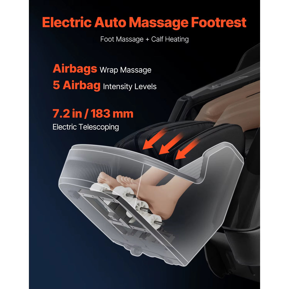 Succebuy Massage Chair 4D Full Body Zero Gravity Recliner W/Sl Track Stretch AI Voice Control Heat Foot Roller Retractable Pedal