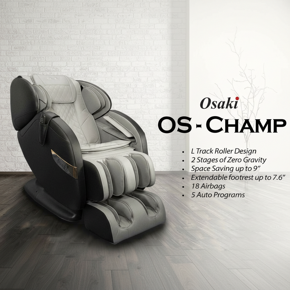 OS Champ Zero Gravity Full Body Massage Chair Recliner, Cream/Taupe